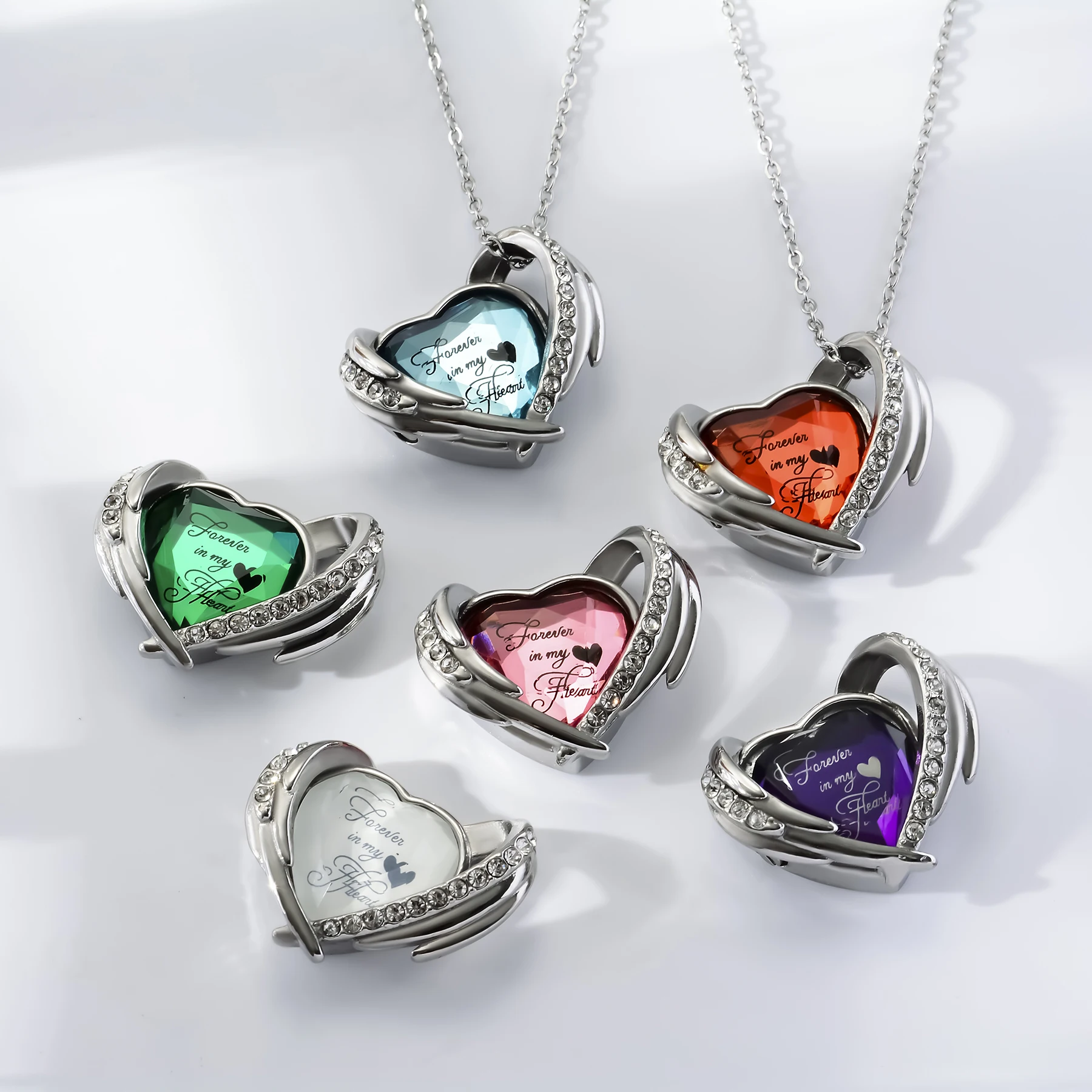 Stainless Steel Cremation Crystal Heart Urn Necklace Ashes Jewelry for Women Men Keepsake Pendant Memorial Locket Ash Holder