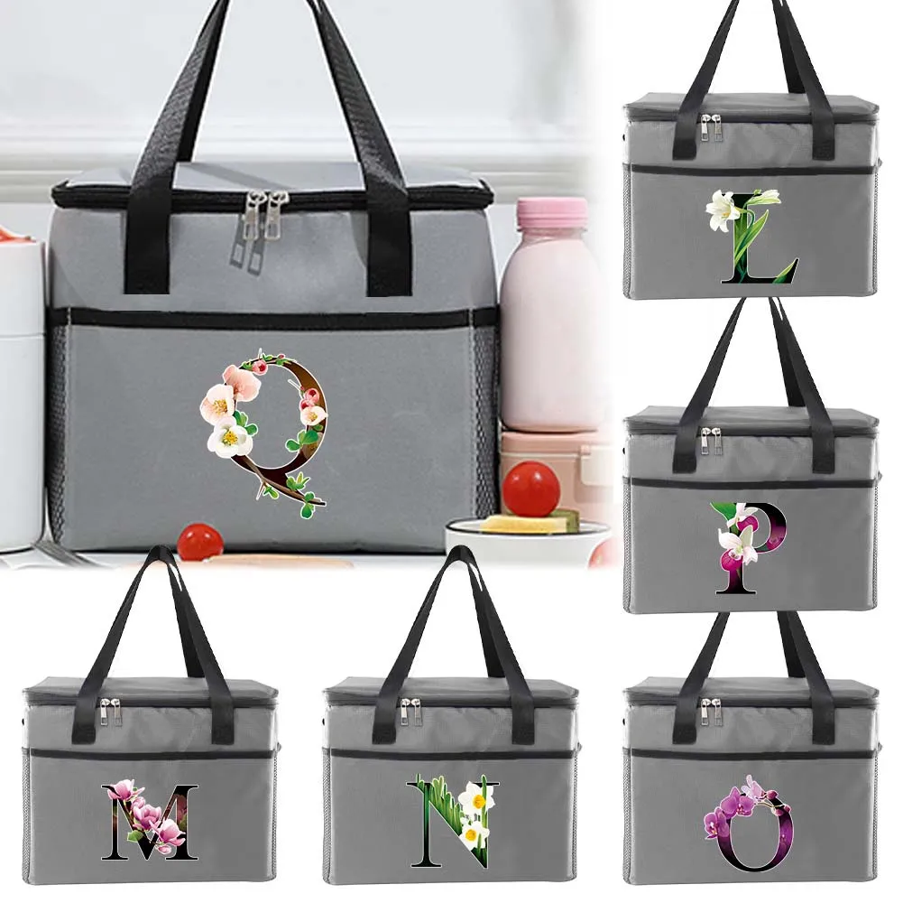 Thermal Insulated Bag Cooler Bags Storage Handbag Waterproof Box Flower Color Printing Hygiene-Friendly for Students Food Tote
