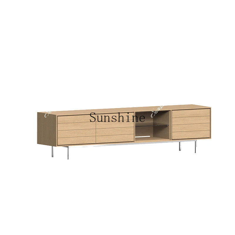 Italian minimalist TV cabinet combination log modern living room light luxury TV cabinet  FT