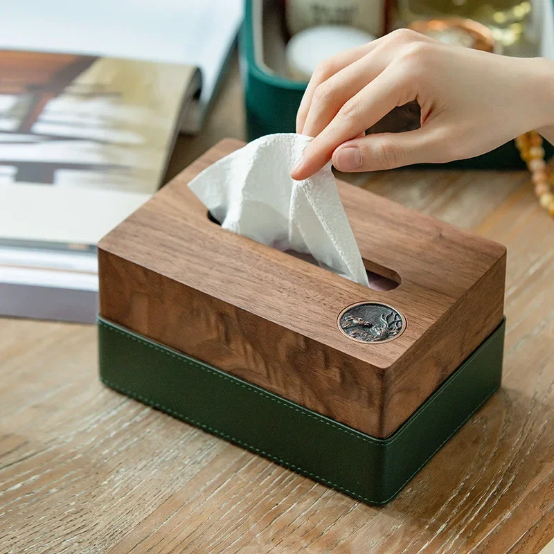 

Walnut Tissue Box, Living Room Storage Box, Dining Table, Coffee Table, Light Luxury Household Solid Wood