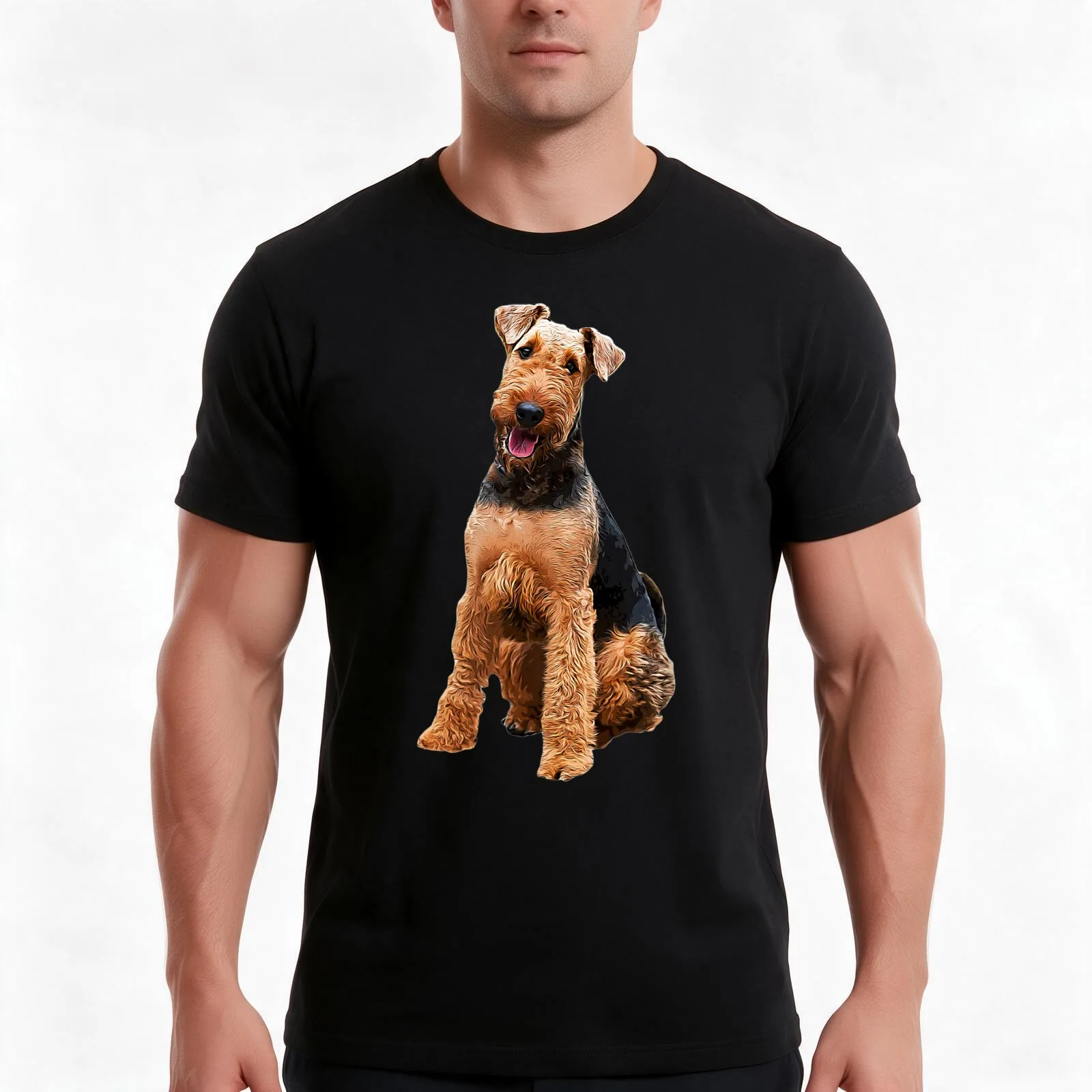 Airedale Terrier Stunning Dog Breed T-Shirt, Summer Casual Cotton Tee, Oversized Streetwear Tops, Vintage Graphic Print