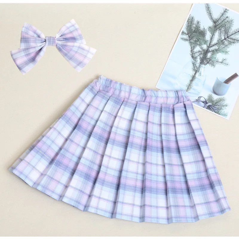 3-12 Jahre Mädchen Karierter Rock College-Stil Kleidung 2026 Frühling Sommer Teenager Kinder Mode JK Gestreifter Plissierter Rock mit Schleife – Detail 5