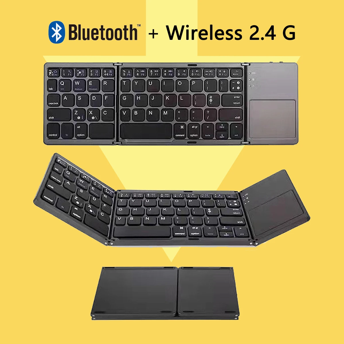 Miniteclado portátil plegable con Bluetooth, teclado inalámbrico con panel táctil para IOS, Android, Windows, ipad, tableta, novedad