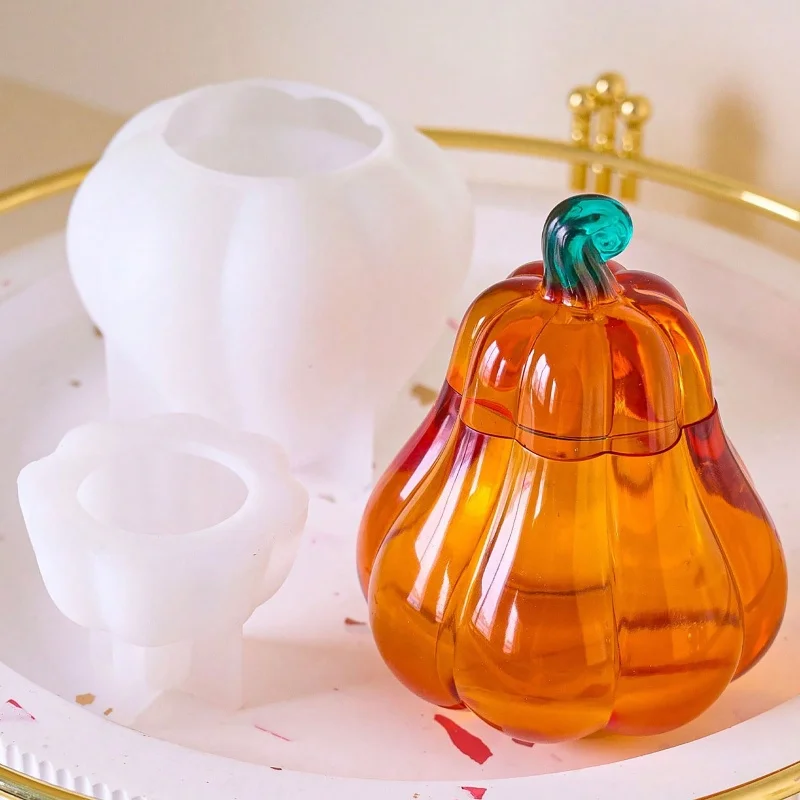 Form Halloween Kürbis Silikonform Epoxidharz mit Deckel Formen DIY Bastelbedarf für Weihnachten und Thanksgiving