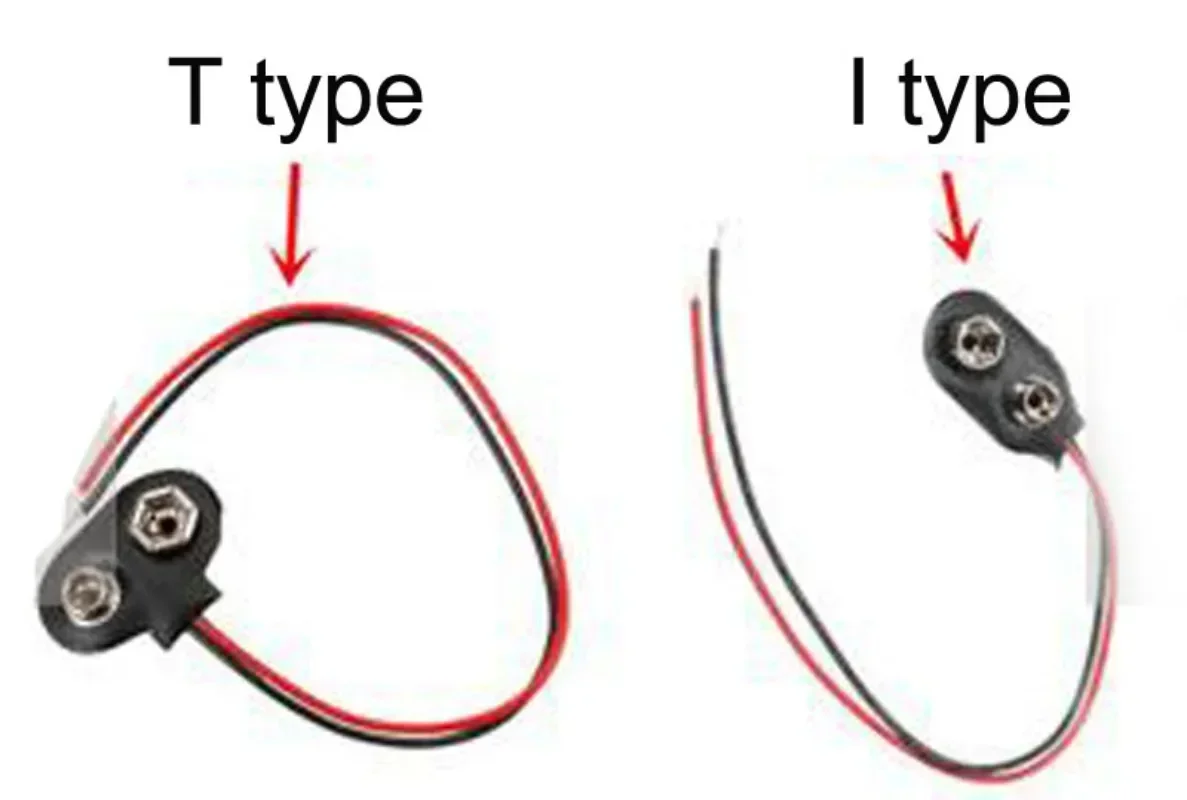 Réinitialisation de support de batterie 9V à clipser, connecteur à coque rigide, prise de câble de plomb, type T ou type I, fil de construction, bricolage, 15cm, lot de 100 pièces