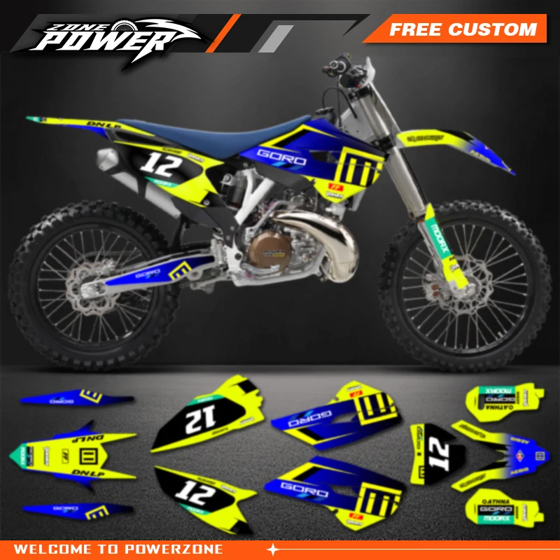 Powerzone دراجة نارية الرسومات خلفية الشارات ملصق أطقم ل Husqvarna TC FC 2014 2015 TE FE 2014 2015 2016 125-450cc 12 #2