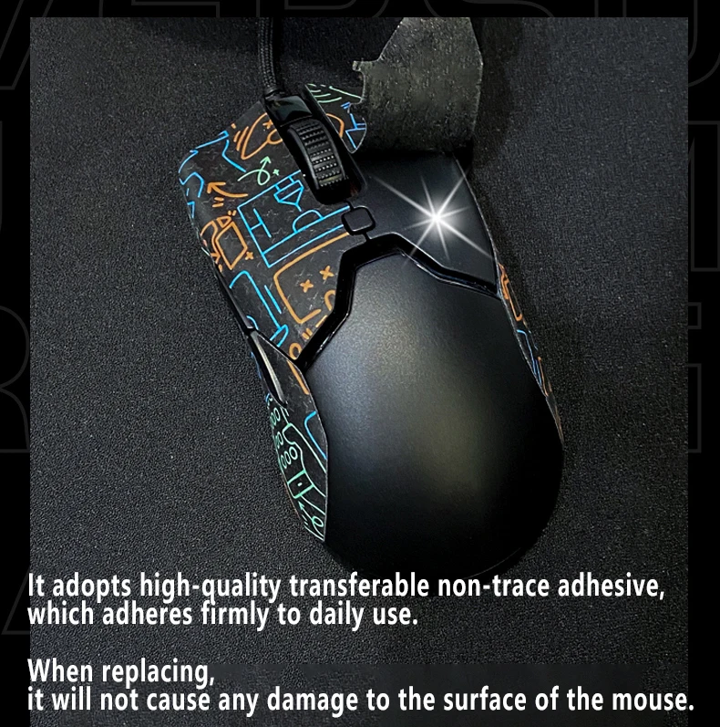 Nastro adesivo per mouse Darmoshark M3/M3S – Adesivi laterali antiscivolo resistenti al sudore e con impugnatura sul palmo – Controllo antiscivolo per PC Esports da gioco