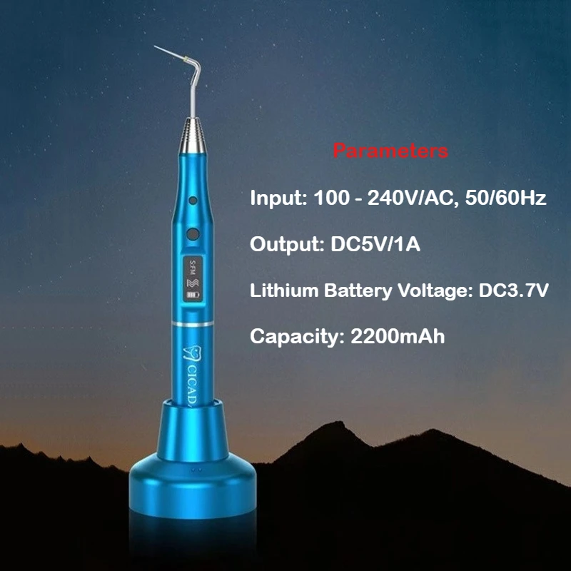 One set Dental Cordless Wireless Gutta Percha Obturation Pen Endo Heated Pen with 2 Tips Heating Dentistry Tools