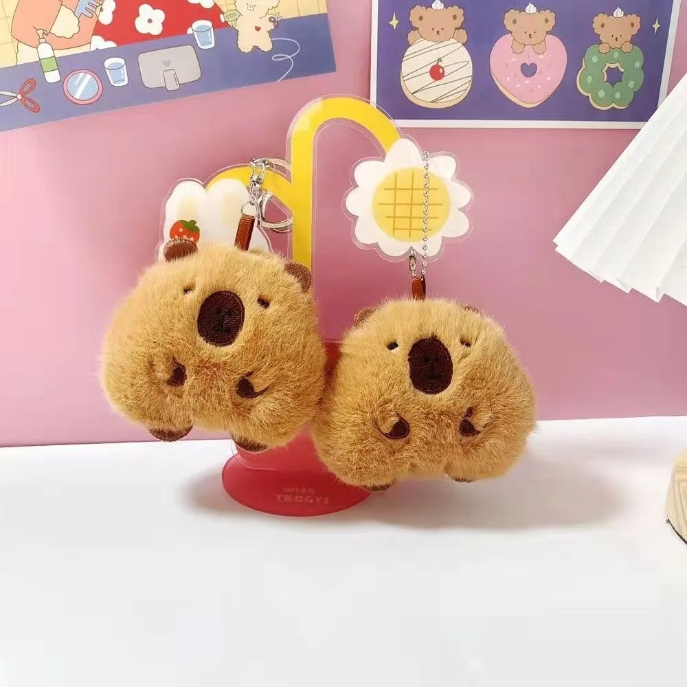 Kawaii Cartoon Capybara Pluche Sleutelhanger Knuffels Zacht Capibara Hanger Schooltas Accessoires Mini Capibara Rugzak Decor