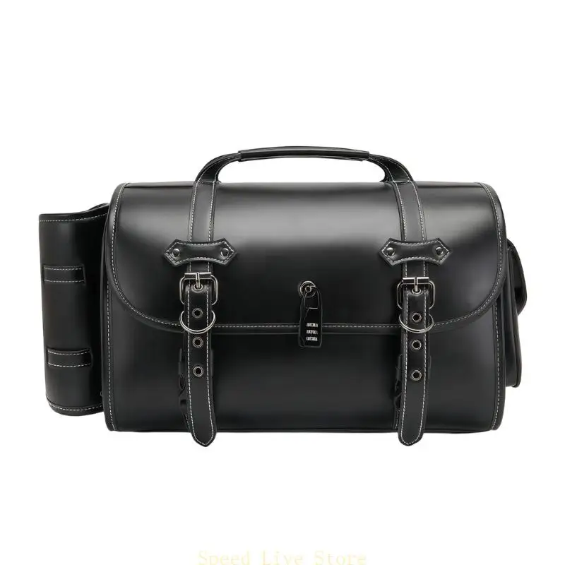 

547C Motorcycle Tail Bag,Motorcycle Rear Bag Waterproof PU Leather Motorbike Helmets Bag Luggage Storage Backpack