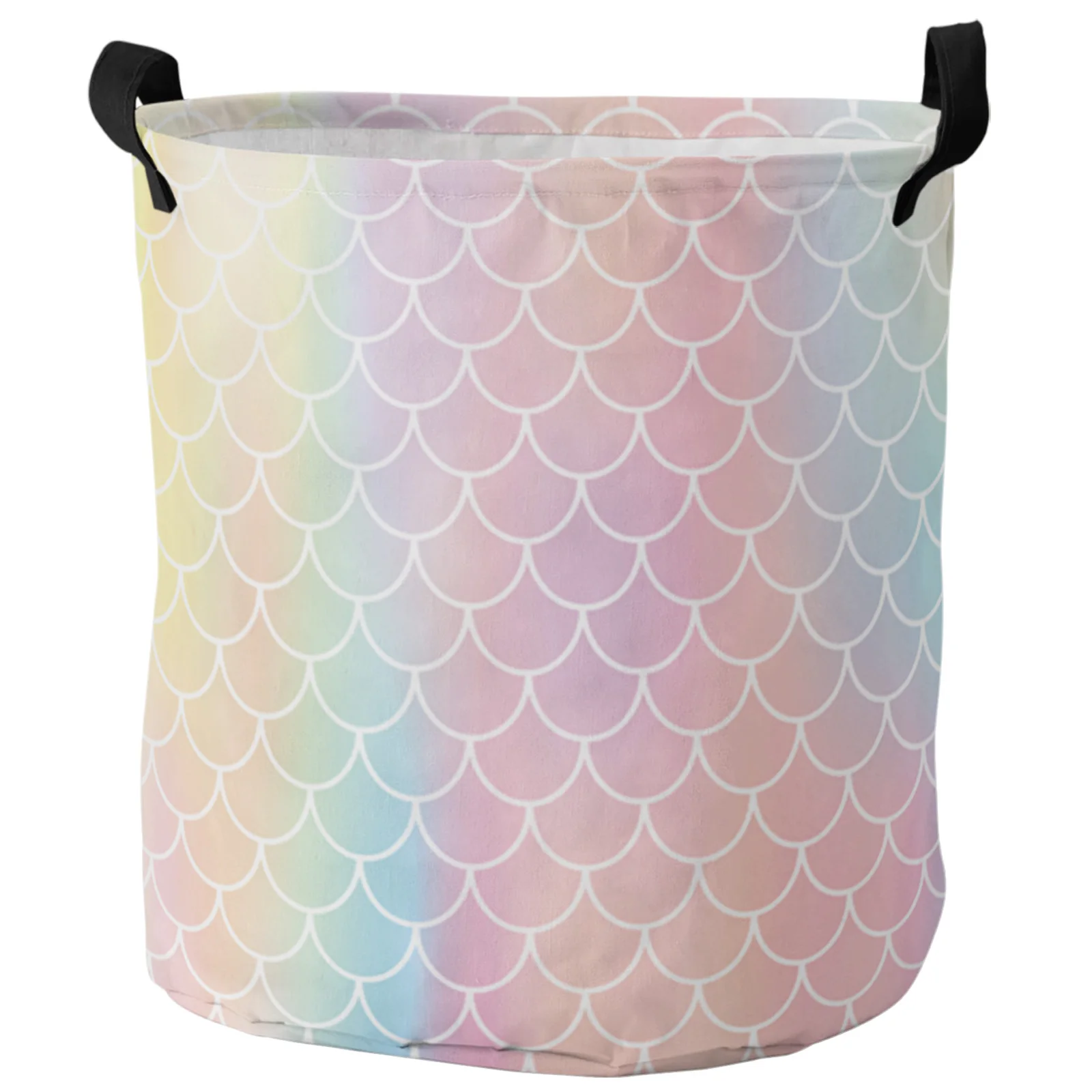 Mermaid Scales Rainbow Colors Dirty Laundry Basket Foldable Waterproof Home Organizer Basket Clothing Kids Toy Storage Basket