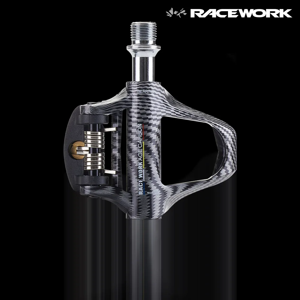 RACEWORK Road Bike Lock Pedal Ultra-Light Carbon Fiber Texture Self-Locking Aluminum Paddle Bearings  Pedal R550 With SPD Lock