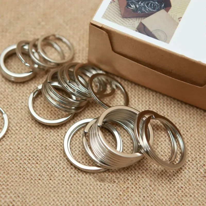 10 PC/Bag Quality Silver Metal Keychain DIY Circular Ring Keychain Split Men Keychain Keyring Accessorie.