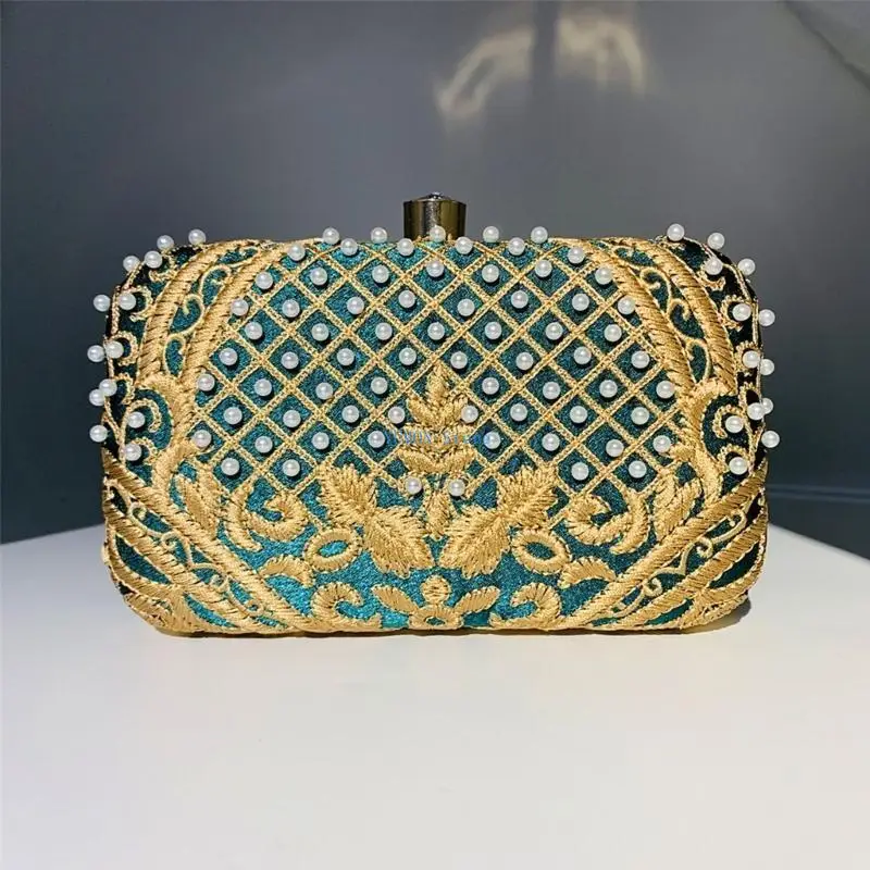 

D0UD Elegant Evening Bag Handbag Party Clutch Women Embroidery Shoulder Bags