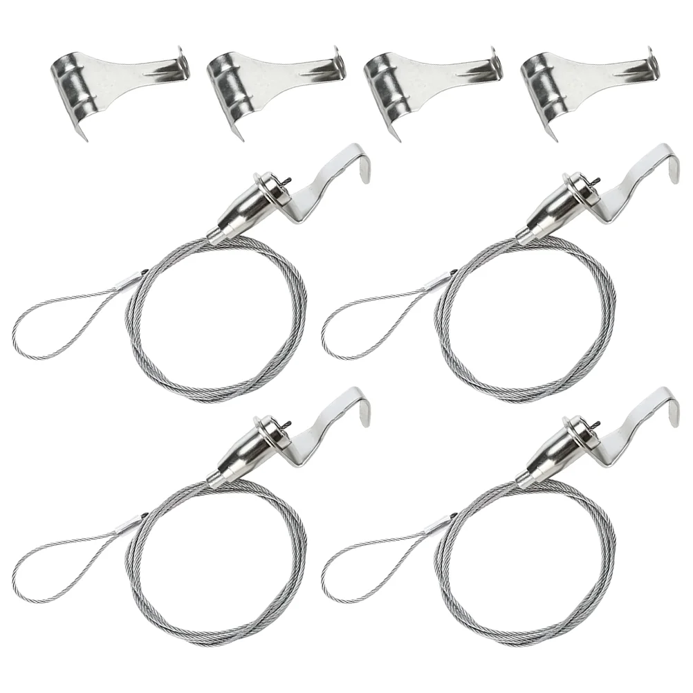 4 Sets Picture Rail Hook Wall Hanger Cord Rope Mirror Photo Frame Hanging Heavy Duty Steel Craft Tool Suitable for Frames