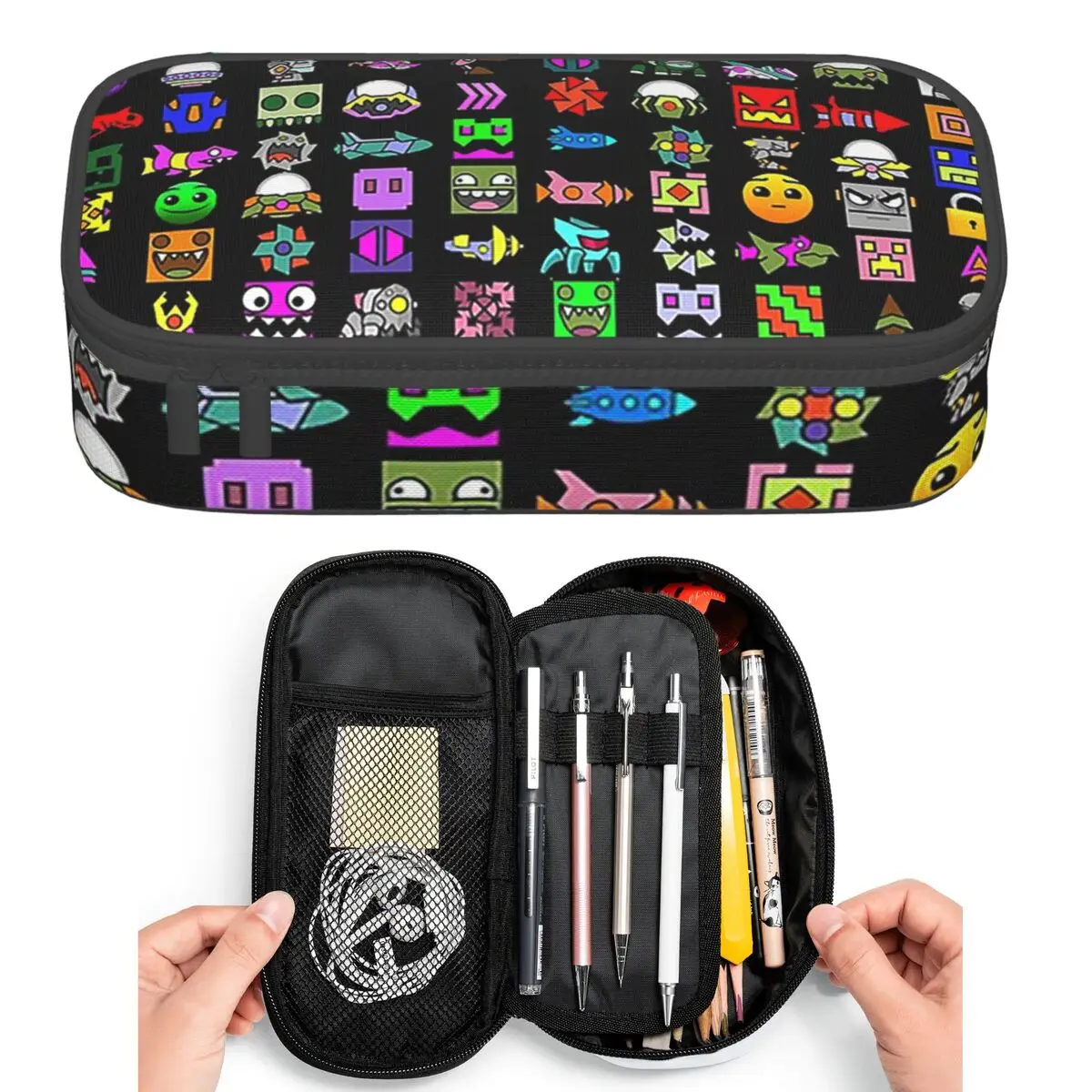 Geometry Dash Pencil Cases for Student Pen Box Pencil Bag Large Capacity Pencil Pouch Pen Holder