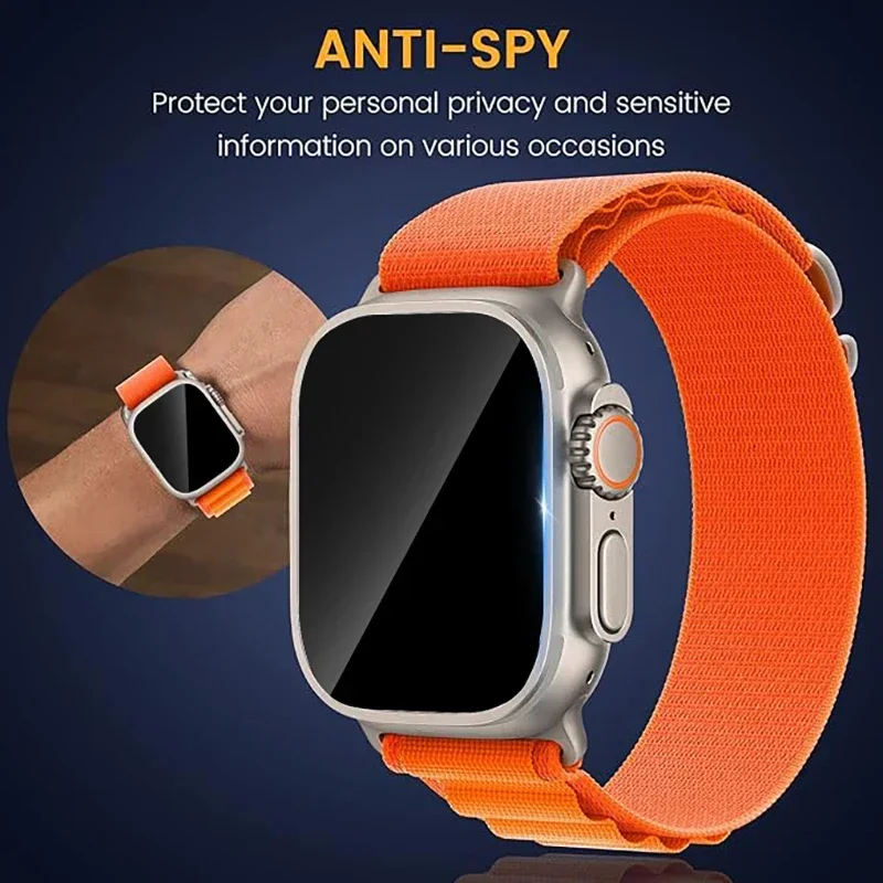 Película protectora de pantalla para Apple Watch, Protector de pantalla de vidrio Ultra templado antiarañazos para privacidad, accesorios para IWatch Ultra, 49mm