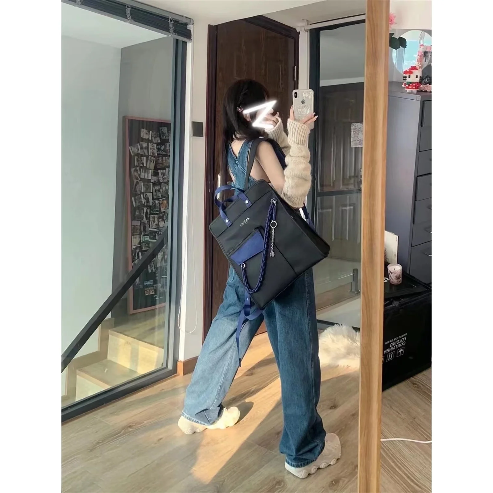 Tute blu royal incrociate Elegante Combinaison Oneshoulder Mezzo schienale Colori Spalle pieghettate Maxi Boyfriend Texture