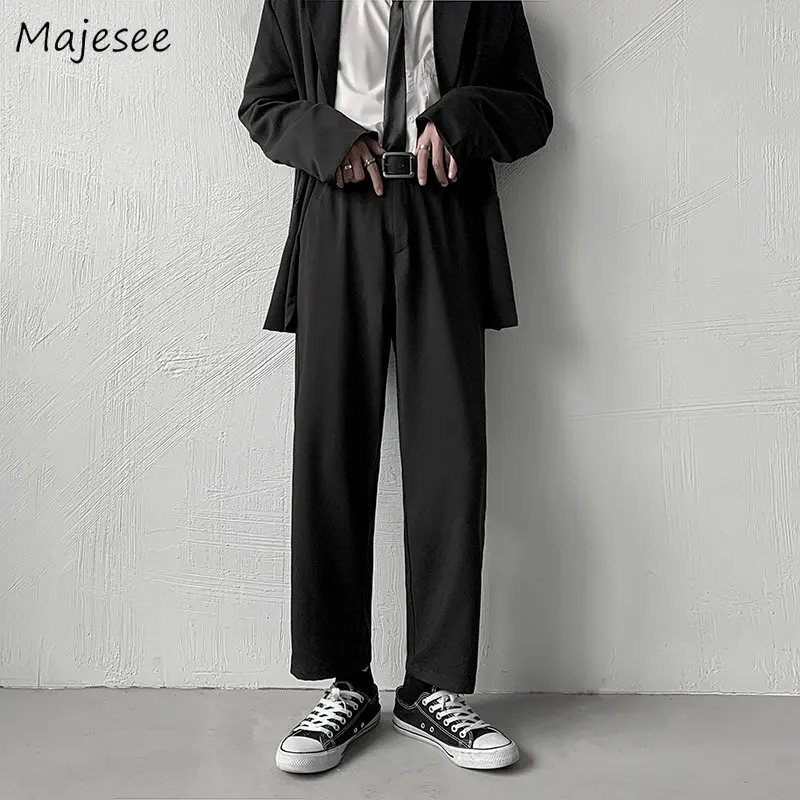 

Black Pants Men Casual Handsome Cool College Ulzzang Trousers Straight Fashion Streetwear European Japanese All-match Gentlemen