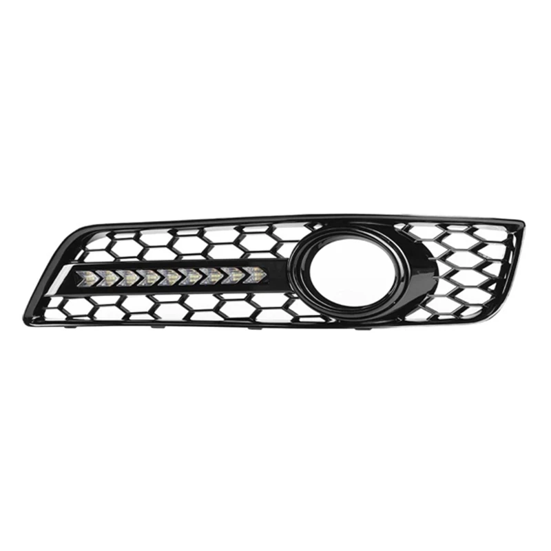 1Pair Honeycomb Bumper Fog Light Grill Grille With LED DRL For - A3 8P 2009-2013 8P0807682D 8P0807681D