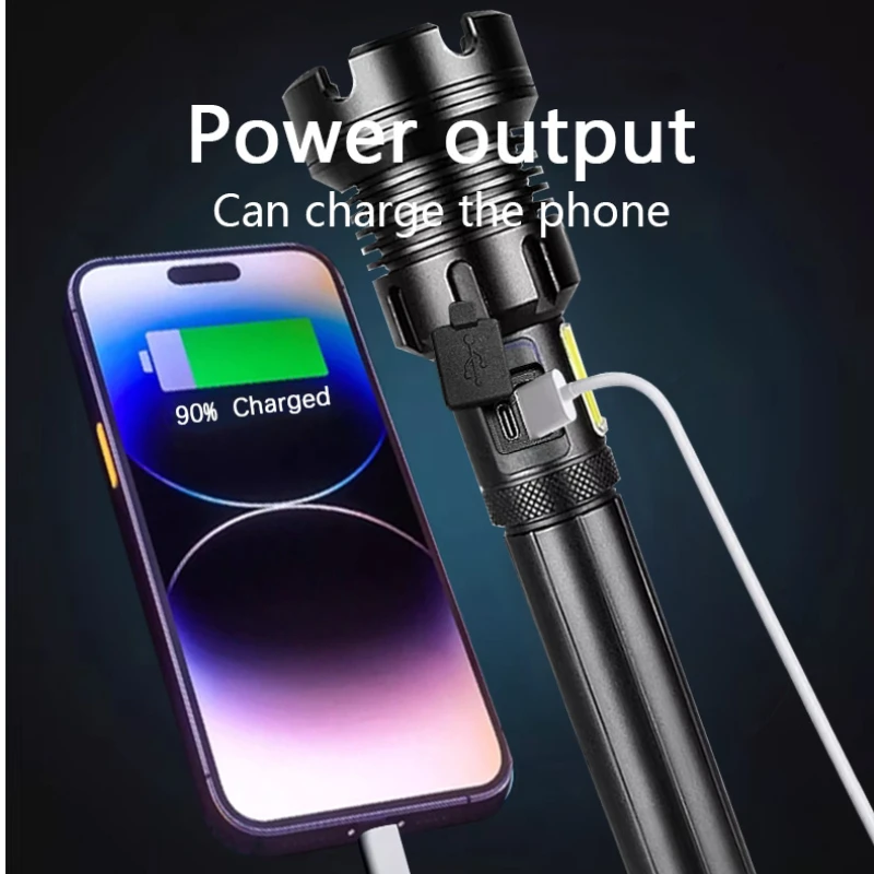 500000lm Most Powerful Led Flashlight Rechargeable Strong Light High Power LED Flashlight Tactical Lantern Camping Outdoor Torch