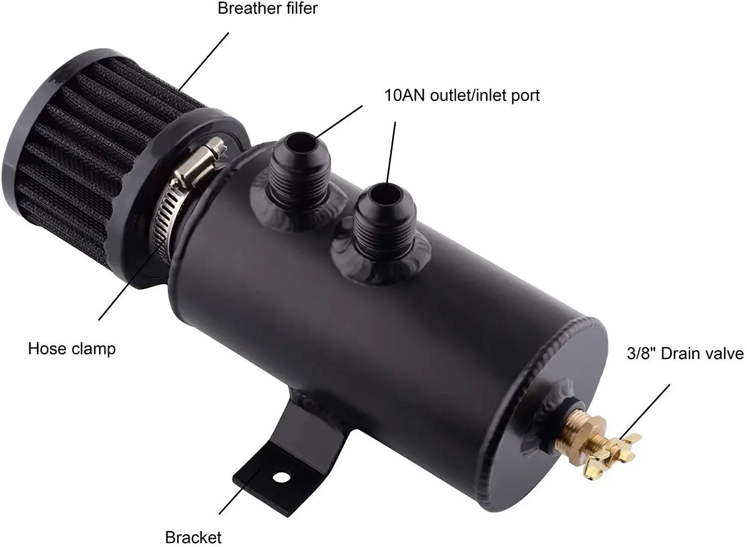 Univeral Aluminium Alloy AN10 750ml Oil Catch Can Exhaust Reservoir Tank with Breather Filter Baffled Kit Fuel Tank OCC-1011