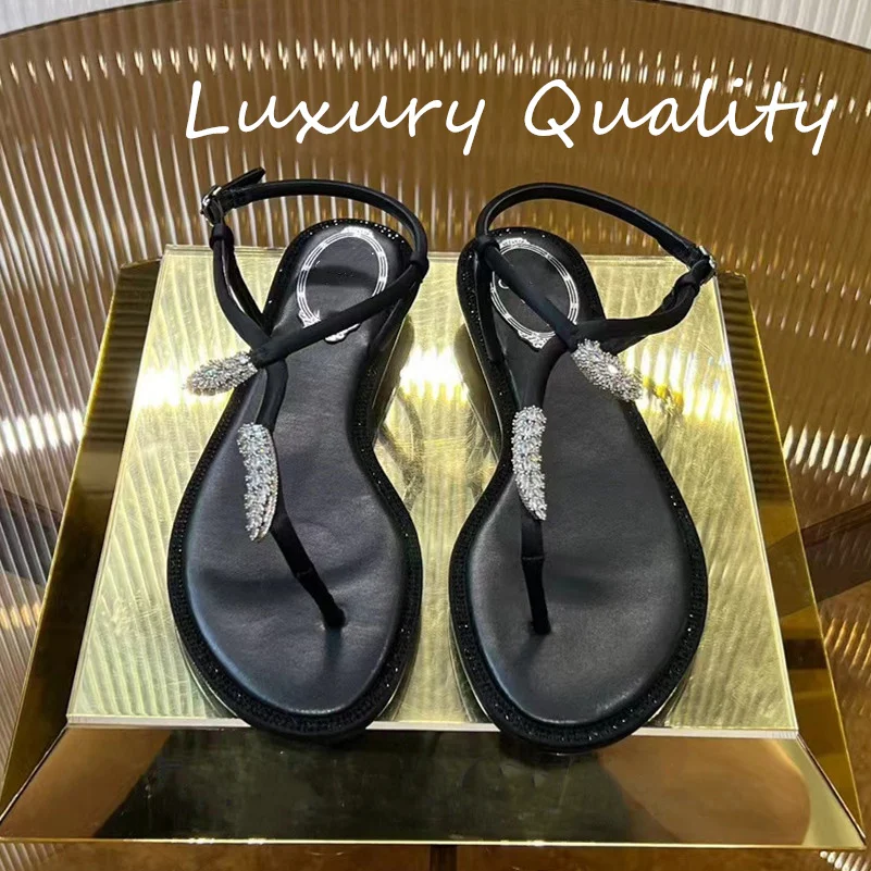 

2024 Women's Summer Serpentine Flat Toe Sandals Sexy Style Genuine Leather Sole Flat Sandalias Buckle Strap Party Shoes