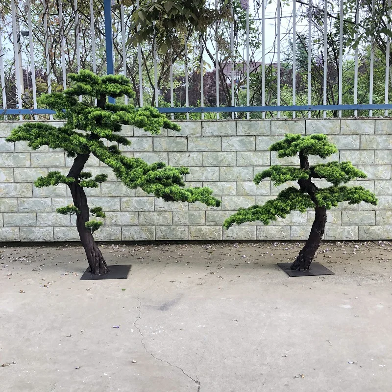 

Simulation of welcoming pine beauty pine New Year fake pine bonsai hotel shopping mall living room background wall decoration