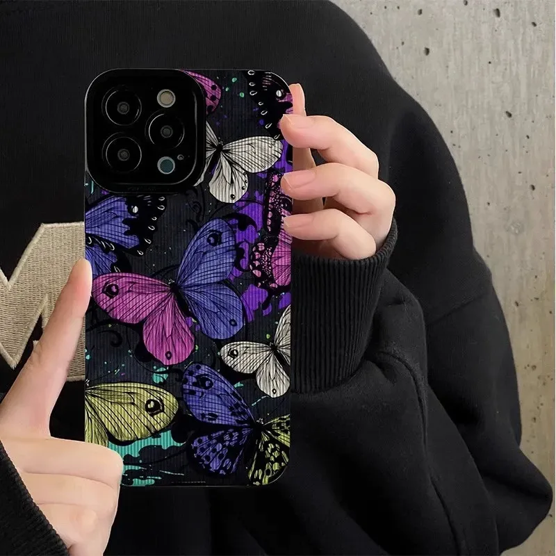 Lovebay Colorful Butterfly Pattern Phone Case For iPhone 11 12 13 14 15 Pro Max XR XS 7 8 14 15 Plus Shockproof Soft Back Covers