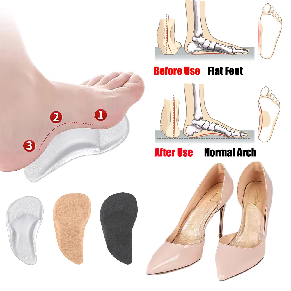 

Silicone Gel Orthotic Arch Support Shoe Insoles for Woman Men Flat Foot Orthopedic Insoles for Sandals High Heels Shoes Inserts