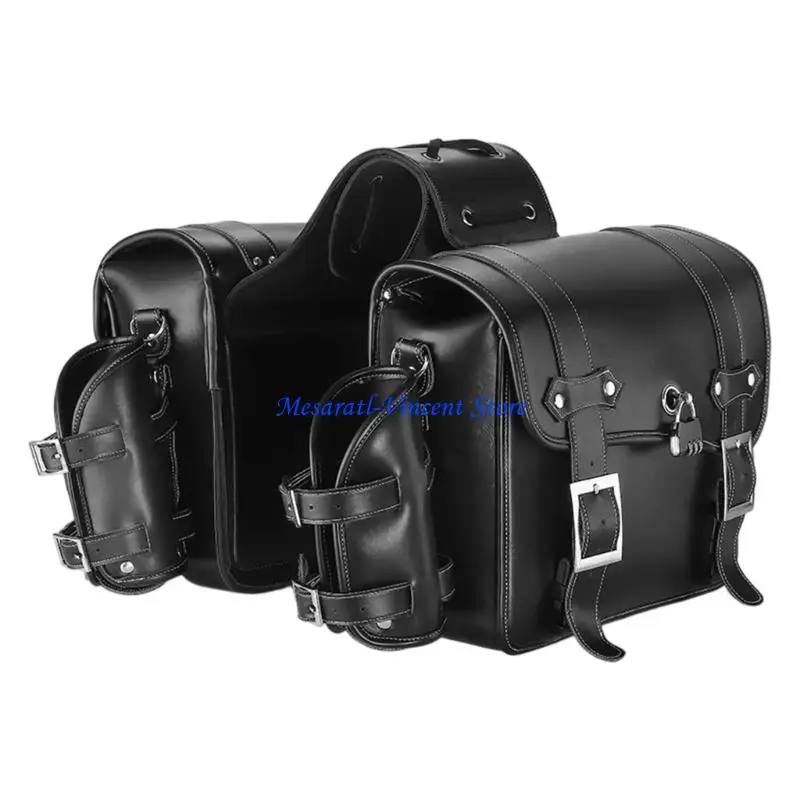 A70F Motorrad-Werkzeugtasche, Retro-Stil, Satteltasche, universelle wasserdichte Leder-Seitentasche, Reisegepäcktasche über – Detail 8