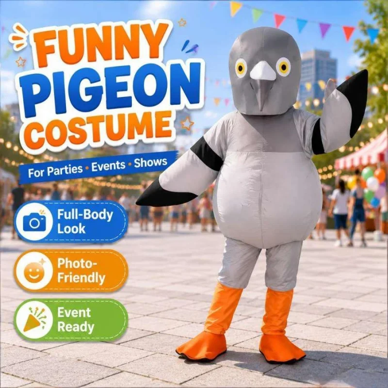 Erwachsenen-Tauben-Maskottchen-Kostüm Cartoon Friedenstaube Cosplay-Kostüm für Halloween Karneval Geburtstagsfeier