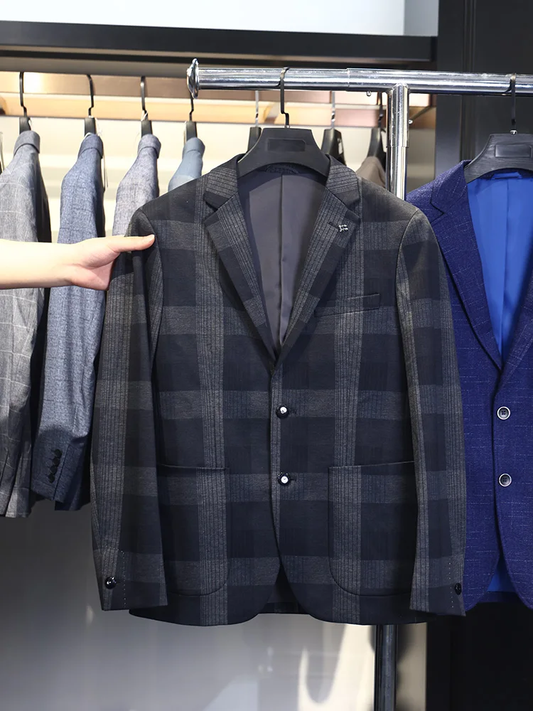 

Homesick Spring Autumn Fashion Simple Stylish Men's Irregular Plaid Casual Suit Jacket Standard Fit Business Casual Long Sleeve