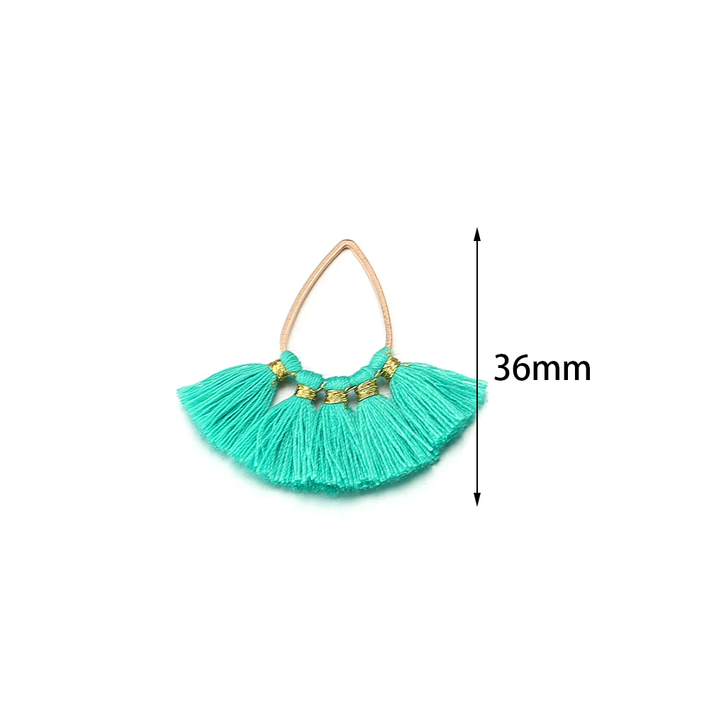 2pcs/lot 36mm Colorful Water Droplet Fan-shaped Tassel Pendant for DIY Jewelry Making Tassels Keychain Earring Accessories