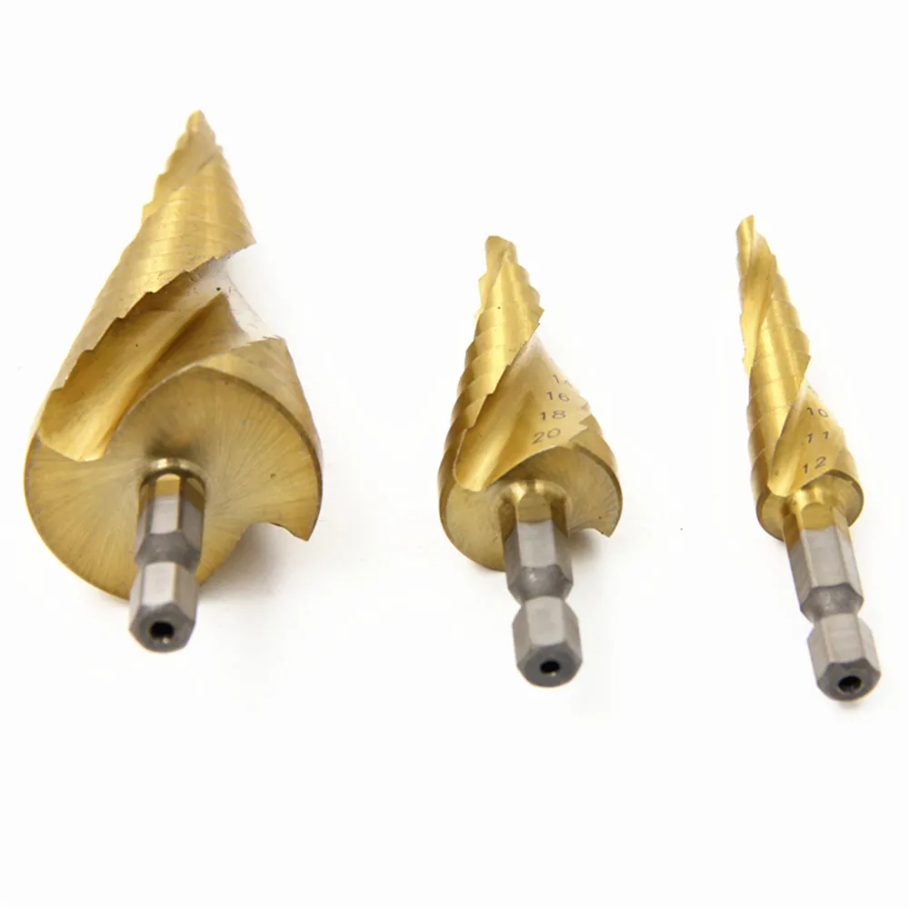 HSS Titanium Drill Bit 4-12 4-20 4-32 Drilling Power Tools Metal High Speed Steel Wood Hole Cutter Cone Drill Bits