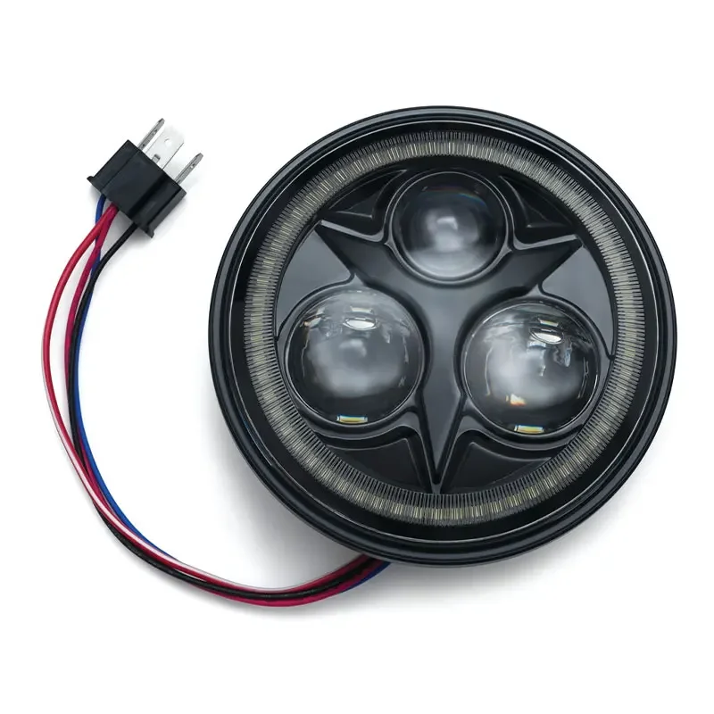 

Tesglow Universal Front Halo Off Road White Bracket Retro Round 5.75 Inch For Harley Halogen H4 Led Lights Motorcycle Headlight