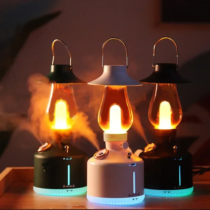 

Wireless Air Humidifier Camping Lamp with LED Light USB Rechargeable Retro Kerosene Lamp Mist Maker for Home Humidificador