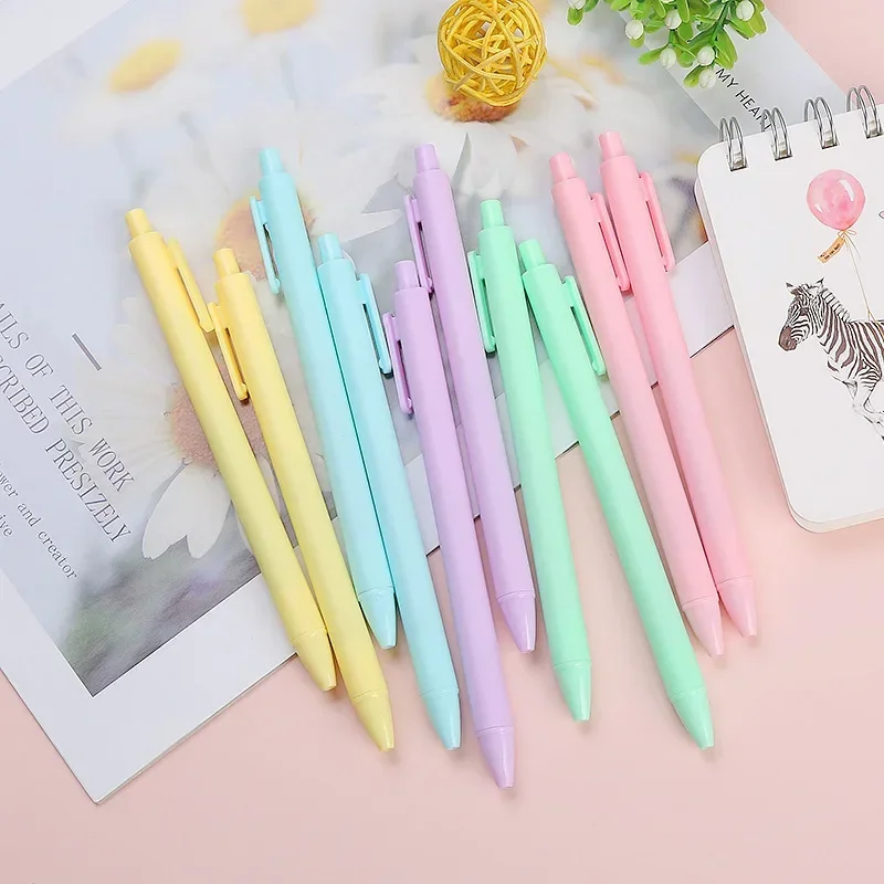 A 50pcs Japanese Macaron Press Neutral Pen Candy Color Small Fresh Minimalist Student Office Stationery Signature Pen Black Pen