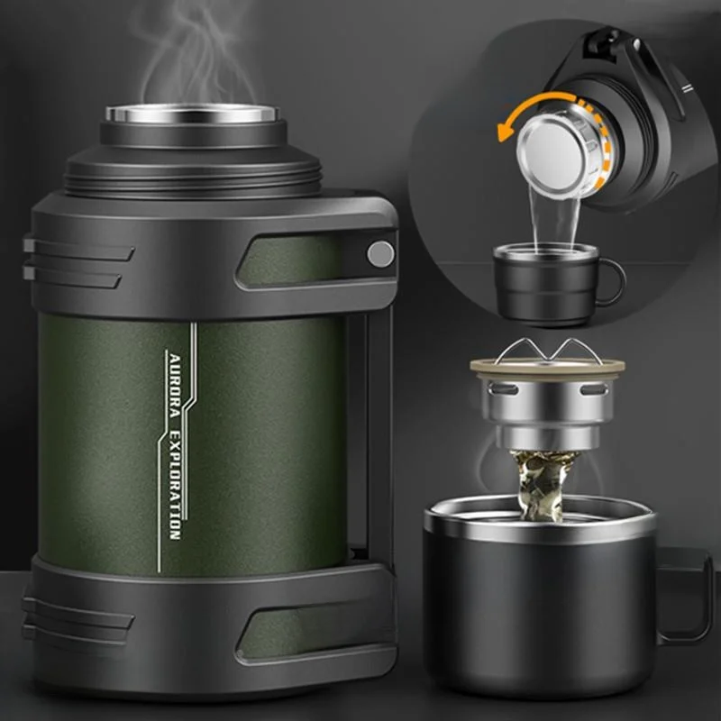 

Large Capacity Stainless Steel Insulated Water Bottle Portable Outdoor Carrying Tea Cup Modern Simple Style Construction Site...