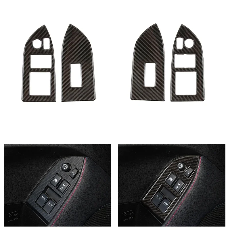 

2pcs Car Styling Real Carbon Fiber Window Lift Switch Button Cover Trim For Toyota 86 Subaru BRZ 2013 2014 2015 2016 2017