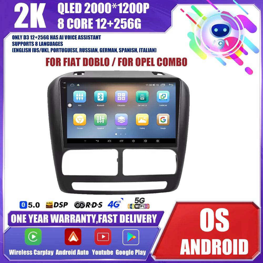 

Car Radio Android OS For FIAT DOBLO 2010-2015 Opel COMBO 2011-2018 GPS Navigation 5G Auto Stereo Wifi Multimedia Player No 2din