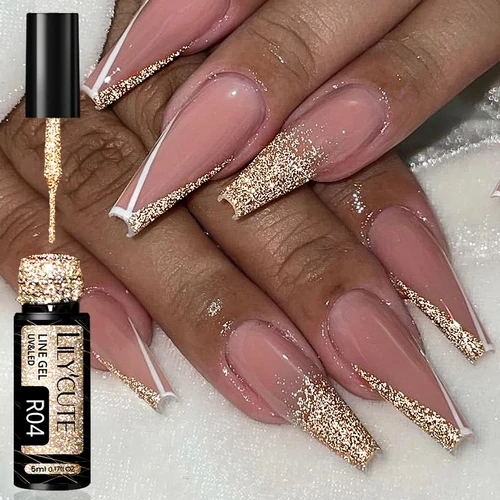 LILYCUTE, delineador de purpurina reflectante, esmalte de uñas en Gel, oro, plata, semipermanente, remojo UV, raya de Graffiti, pintura DIY, Gel de uñas