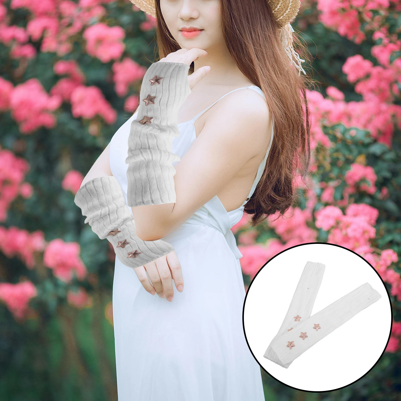 

1 Pair Cute Lolita Fingerless Gloves White Detachable Arm Warmers Breathable Comfortable Street Fashion Kawaii Sleeve Women