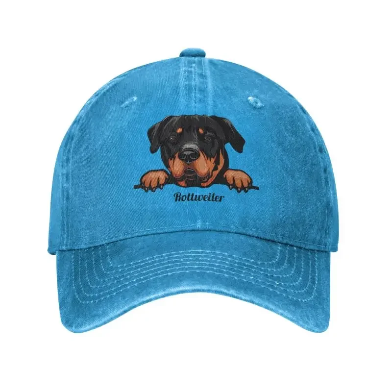 Punk Unisex Cotton Peeking Dog Rottweiler Baseball Cap Adult Adjustable Dad Hat Men Women Outdoor