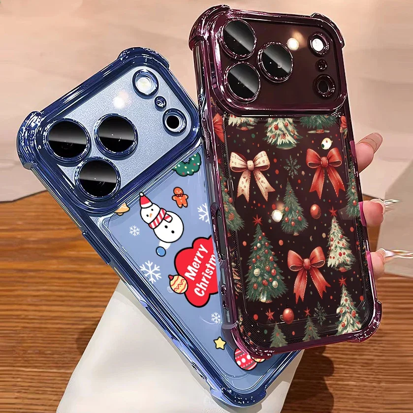 Luxury Cartoon Bow Christmas Tree Elements Case For Samsung Galaxy S26 FE S25 S24 S22 S23 S21 Plus S20 FE Ultra 5G Plating Shell