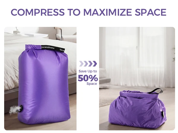 Stoßfester Kompressionsbeutel für Reisen Wasserdichter Vakuum-Aufbewahrungsbeutel Platzsparender Organizer für Kleidung Camping Fitness Packwürfel – Detail 2