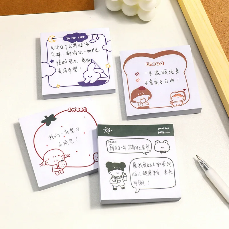 50 Sheets Simple Foodie Daily Sticky Notes Kawaii Memo Pad Label Note Bookmarks Notepad Paper Office School Stationery