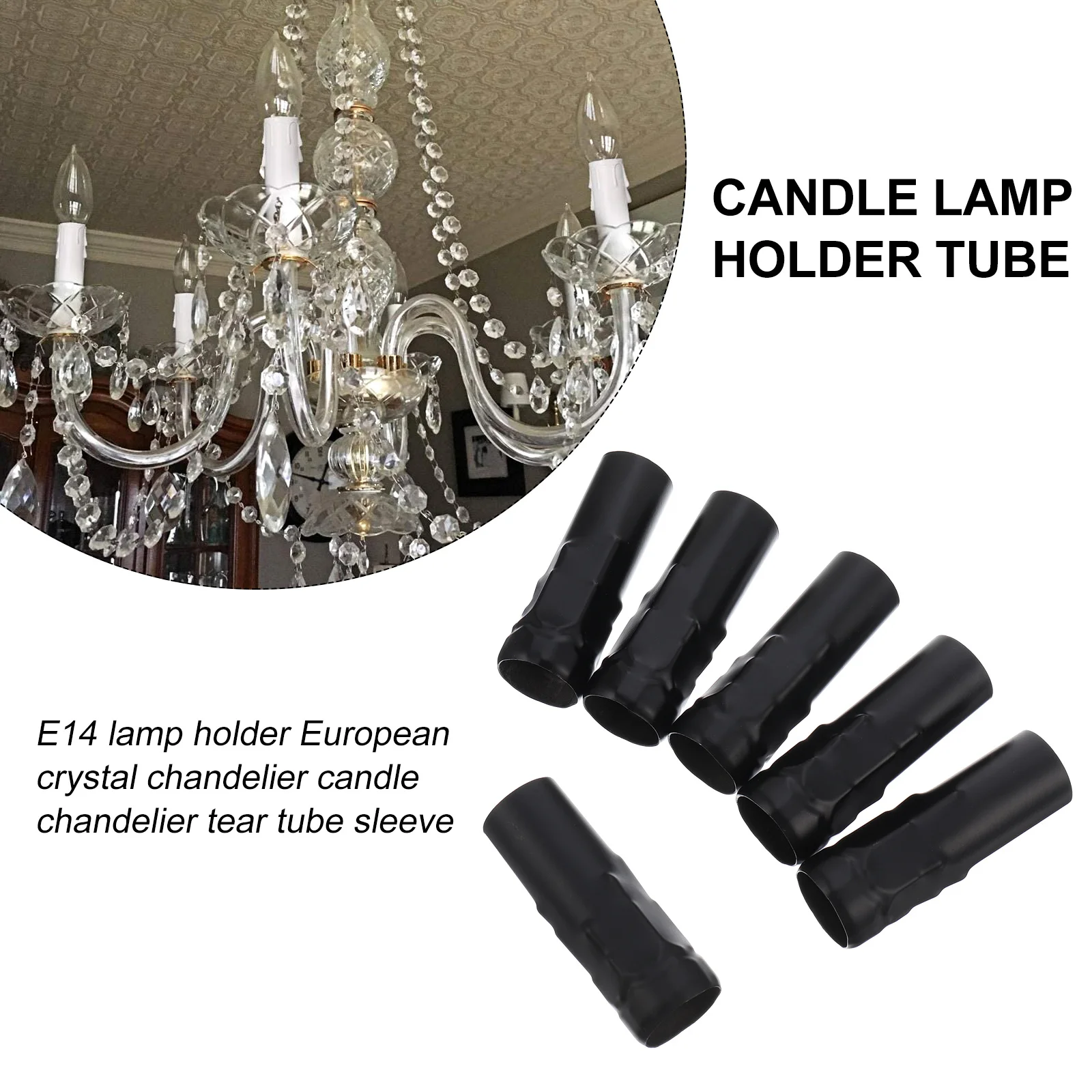

6pcs European Crystal Chandelier Cover E14 Lampholder Sleeve Base Iron Tube For Retro Lighting Replacement Led Bulb