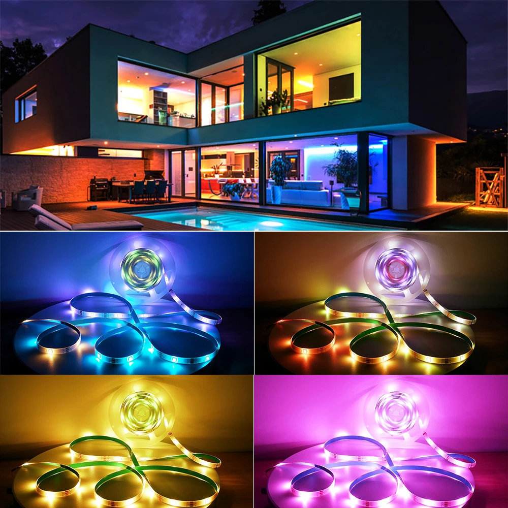 Imagem -02 - Usb Led Strip Lights para Decoração do Quarto Rgb Smart App Control Chasing Effect Ip65 Impermeável Fita Flexível Fita de Diodo tv Backlight