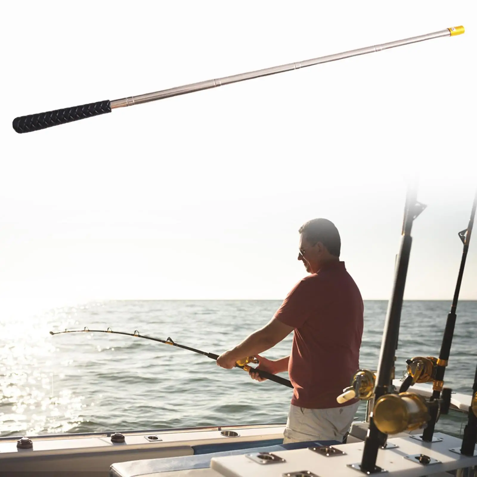 Landing Net Rod Accessories 8mm Interface Retractable Stainless Steel Wear Resistant Outdoor Sturdy Fishing Net Pole Replacement